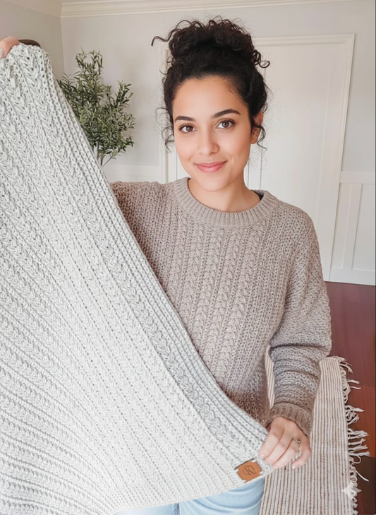 Braided Wheat Crochet Blanket Pattern PDF (16 Sizes)