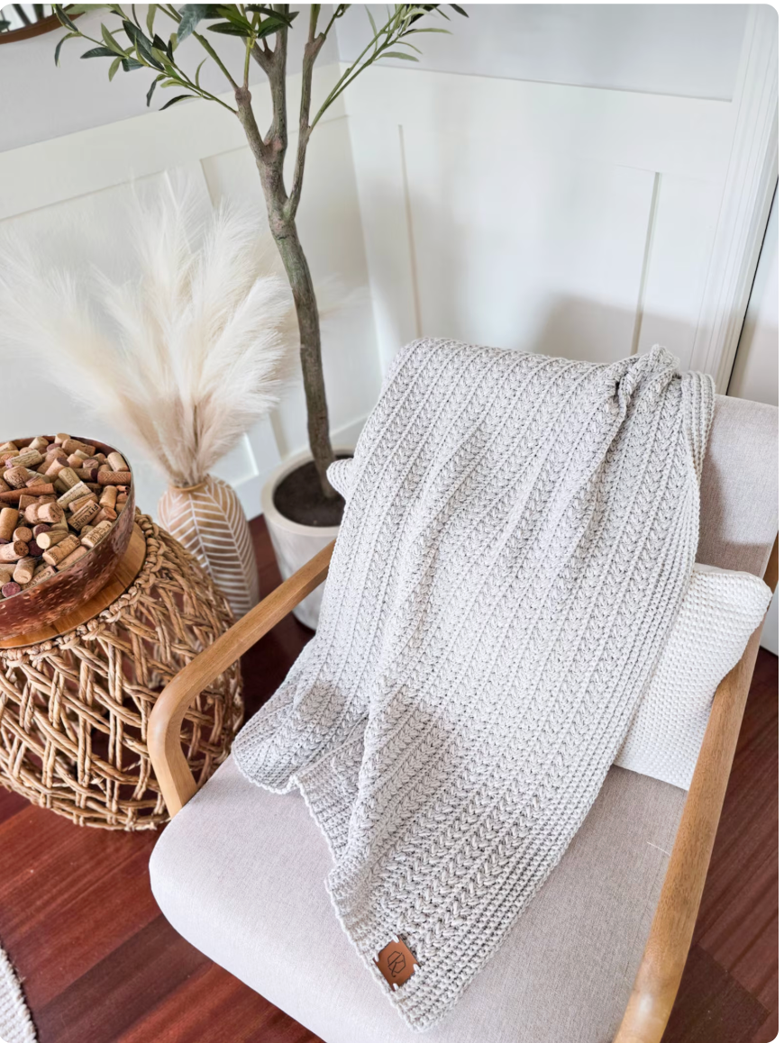 Braided Wheat Crochet Blanket Pattern PDF (16 Sizes)