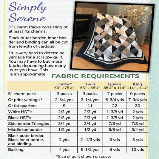 Simply Serene Quilt Pattern PDF – Multi-Size Quilt Pattern (Throw, Twin, Queen,