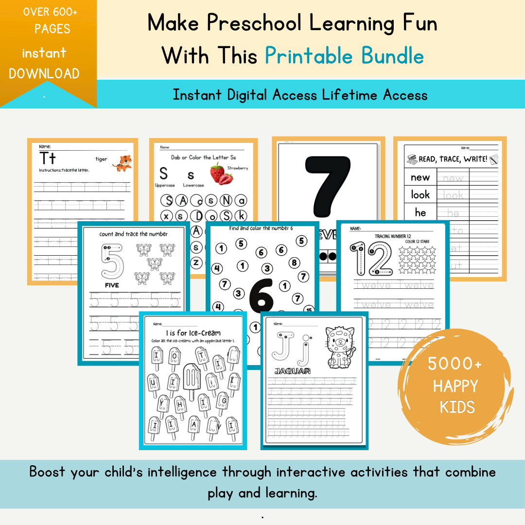 Preschool Learning Bundle – 600+ Printables