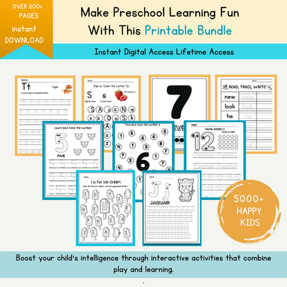 Preschool Learning Bundle – 600+ Printables