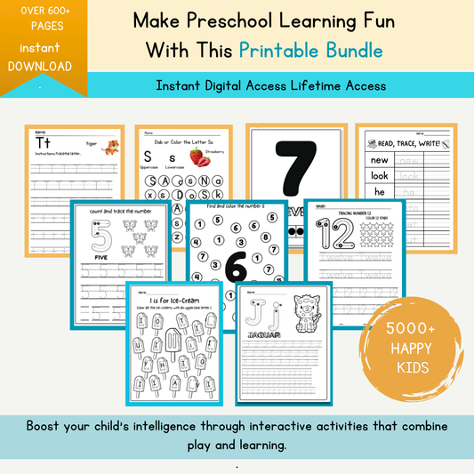 Preschool Learning Bundle – 600+ Printables